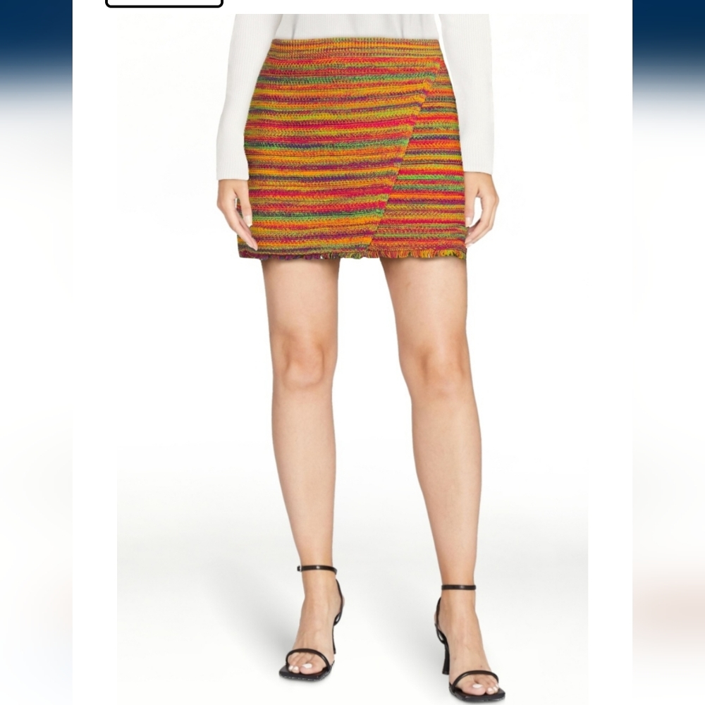 NWT Scoop NYC Women's Faux Wrap Crochet Mini Skirt, L (12-14), Multicol…